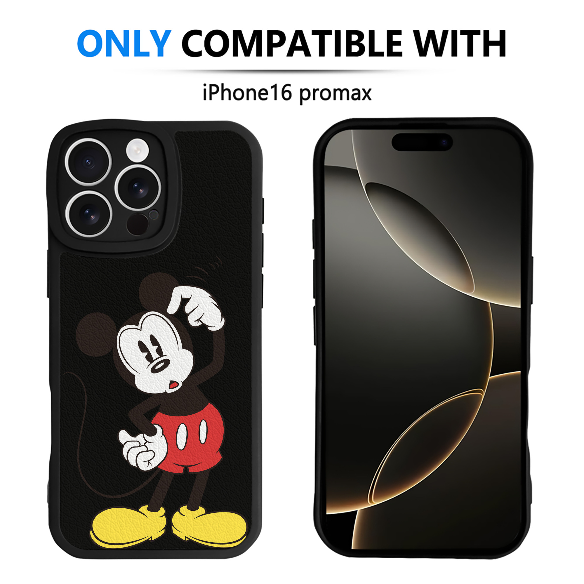 （画像用） ミッキーマウス Mickey Mouse 【iPhone 16シリーズ対応】シリコンスマホケース（レザー調） 材質：シリコン